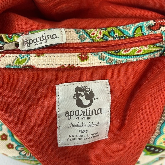 Spartina 449 Paisley Floral Large Shoulder Bag Turquoise & Orange - Picture 4 of 16